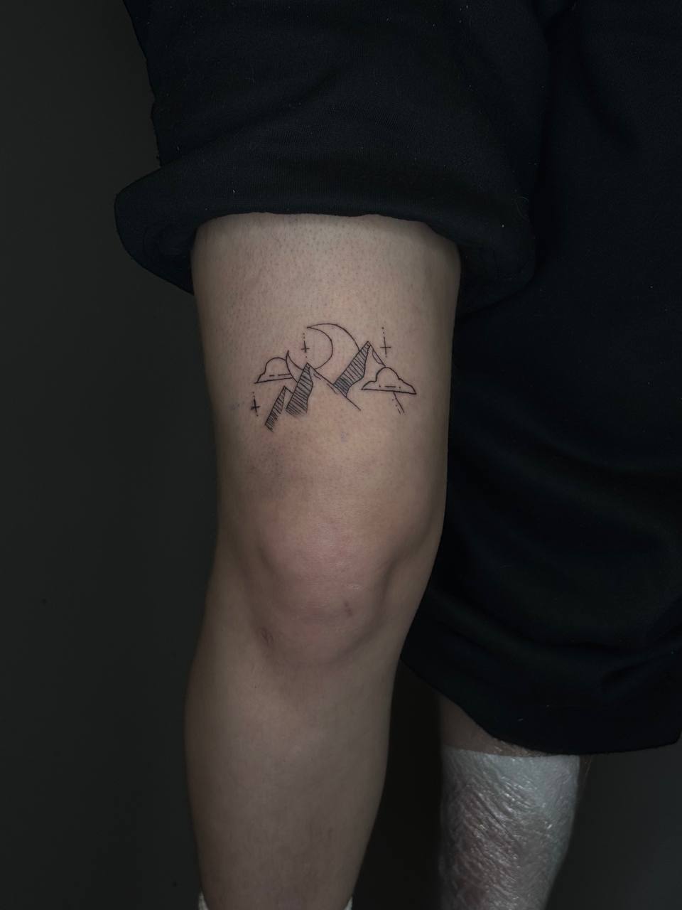 Горы и луна файн-лайн